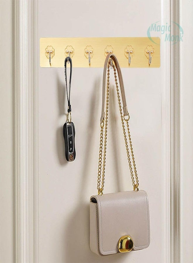 MagicMonk Self Adhesive Wall Hooks for Kitchen Organizer Hook for Wall Without Drilling for Home Kitchen Bathroom Bedroom Keys Bag Towels - 6 Stainless Steel Hook with Plastic Strip (Pack of 01) - Image 4